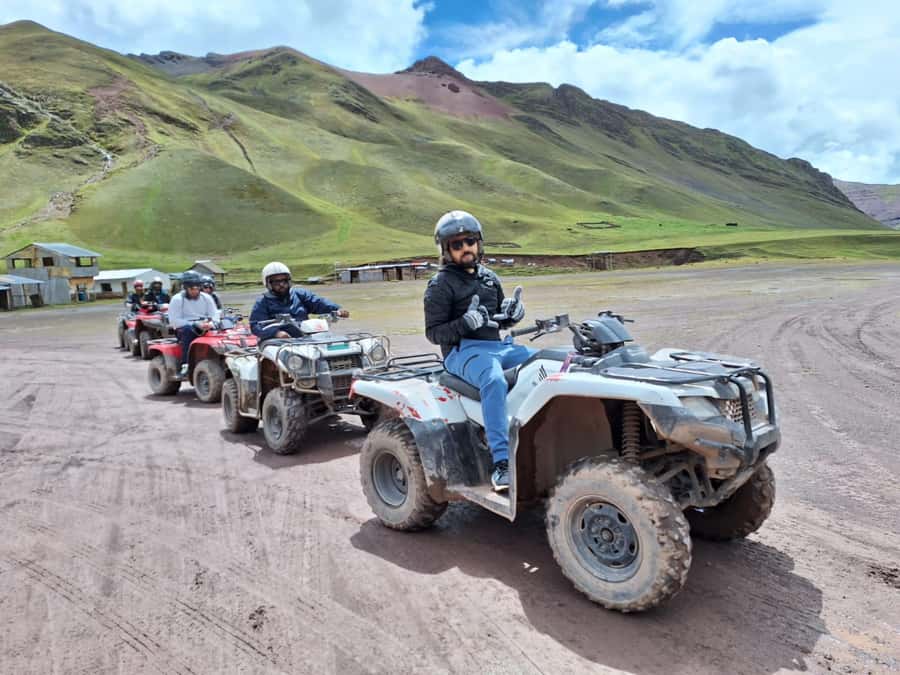 From cusco: Rainbow Mountain ATV Tour with meals - ATV base: safety briefing and that first short practice ride
